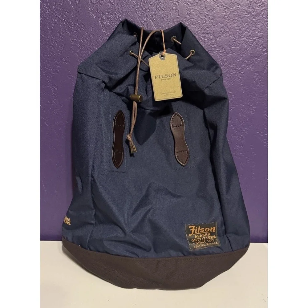 Filson Day Pack Backpack Blue Removable Pouch Drawstring Bag Rare Color New